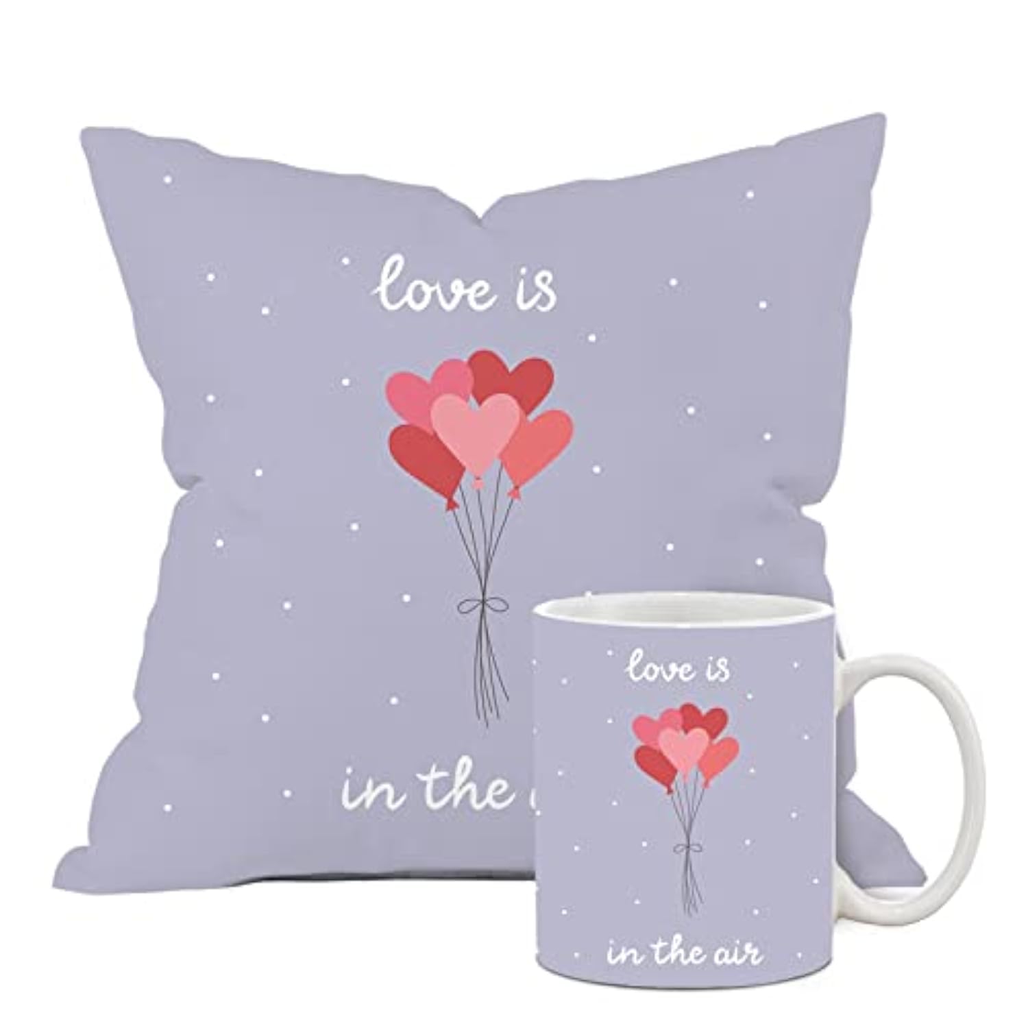 The Purple Tree Polyester ValentineS Day Gift Set  Cushion And Coffee Mug For Husband, Boyfriend, Wife, Girlfriend