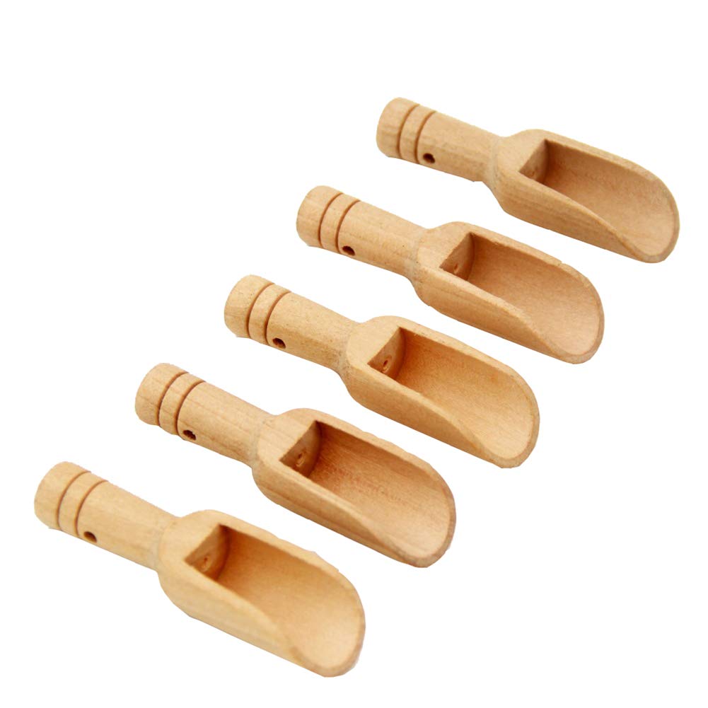 6 Pcs Mini Wooden Scoops Small Bath Salt Spoon Candy Spoon Washing Powder Spoon