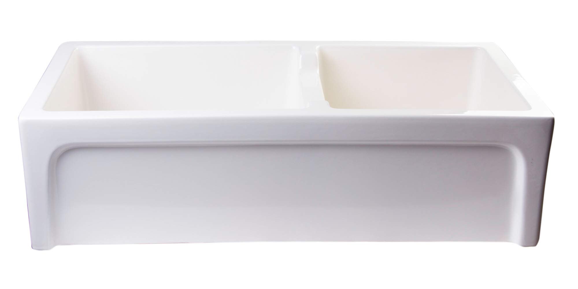 Alfi Brand Ab3618Arch-B Arched Apron Thick Wall Fireclay Double Bowl Farm Sink, 36'', Biscuit