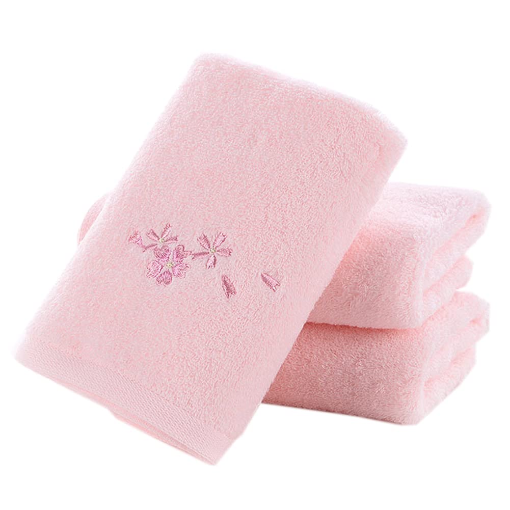 Pidada Hand Towel Set Of 3 Embroidered Floral Pattern 100% Cotton Soft Absorbent Decorative Towel For Bathroom (Pink)