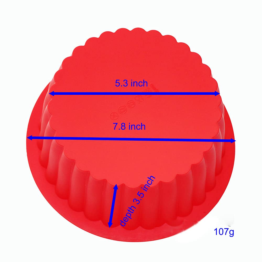 X-Haibei Giant Cupcake Pan Round Chocolate Cake Bread Bakeware Silicone Mold Top Dia. 7.8Inch,Bottom 5.3Inch, Height 3.5 Inch
