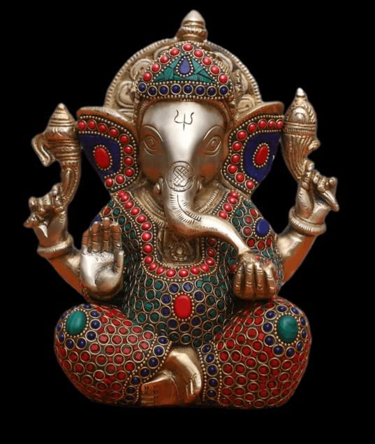 Rugdoll Brass Ganesha Idol Ganesh Statue Ganpati Murti Showpiece Hindu Elephant God Sculpture Vinayak Figurine For Gift Temple H