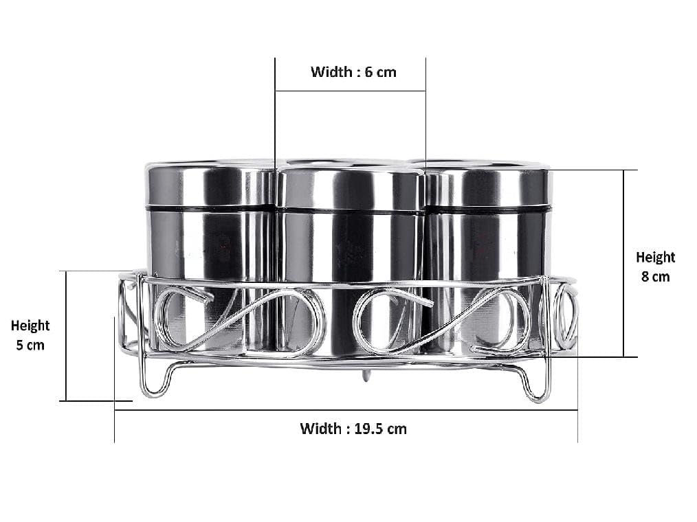 ATROCK 7Pcs Stainless Steel Masala Dabba|Spice Container|Kitchen Jars And Containers|Storage Container|Masala Dani With 7Pcs Sta