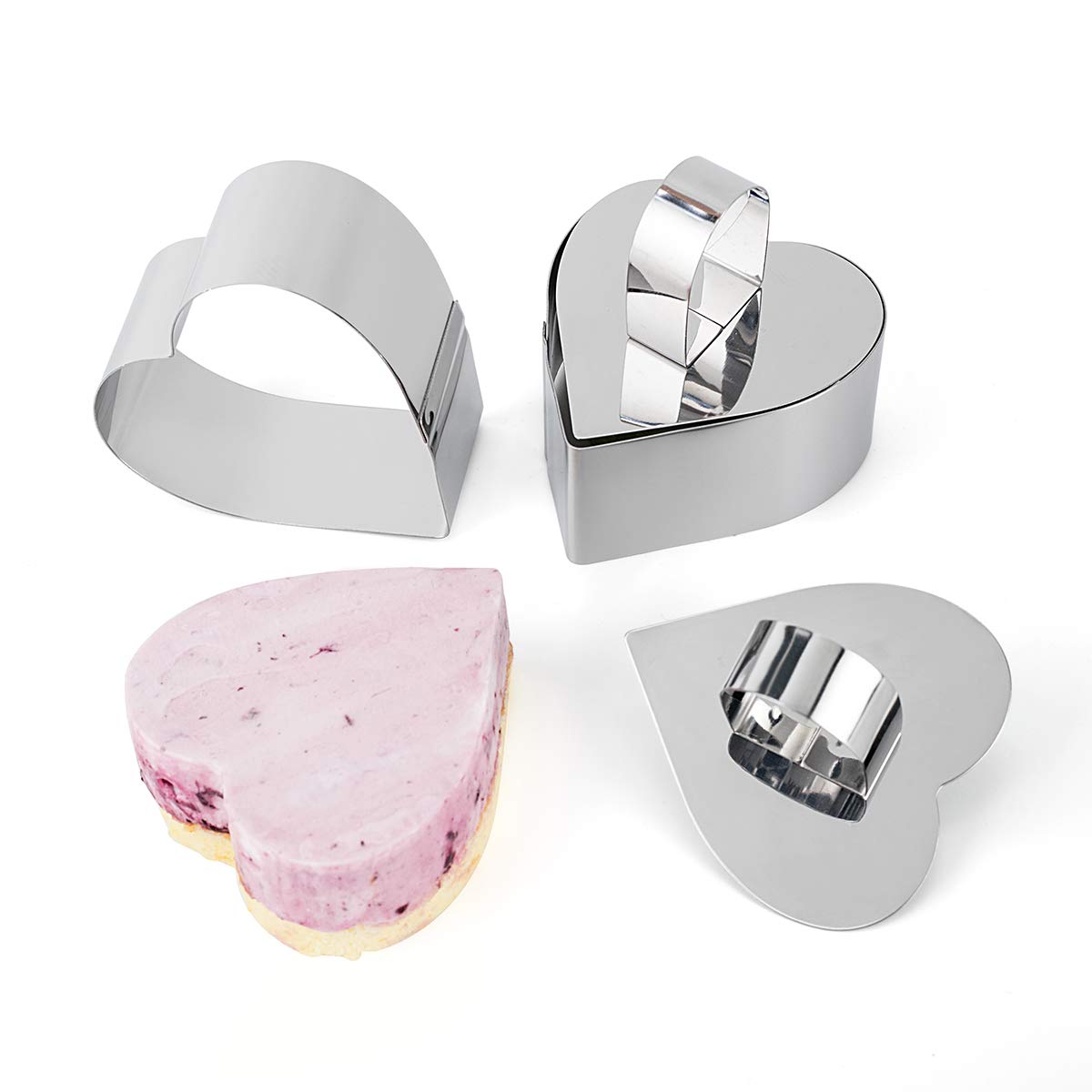 Uncle Jack Heart Shape Food Tower Presentation Cooking Molds With Food Press-Heart Forms(Set Of 2) (3.15''L X 3.15''W X 1.57''H)