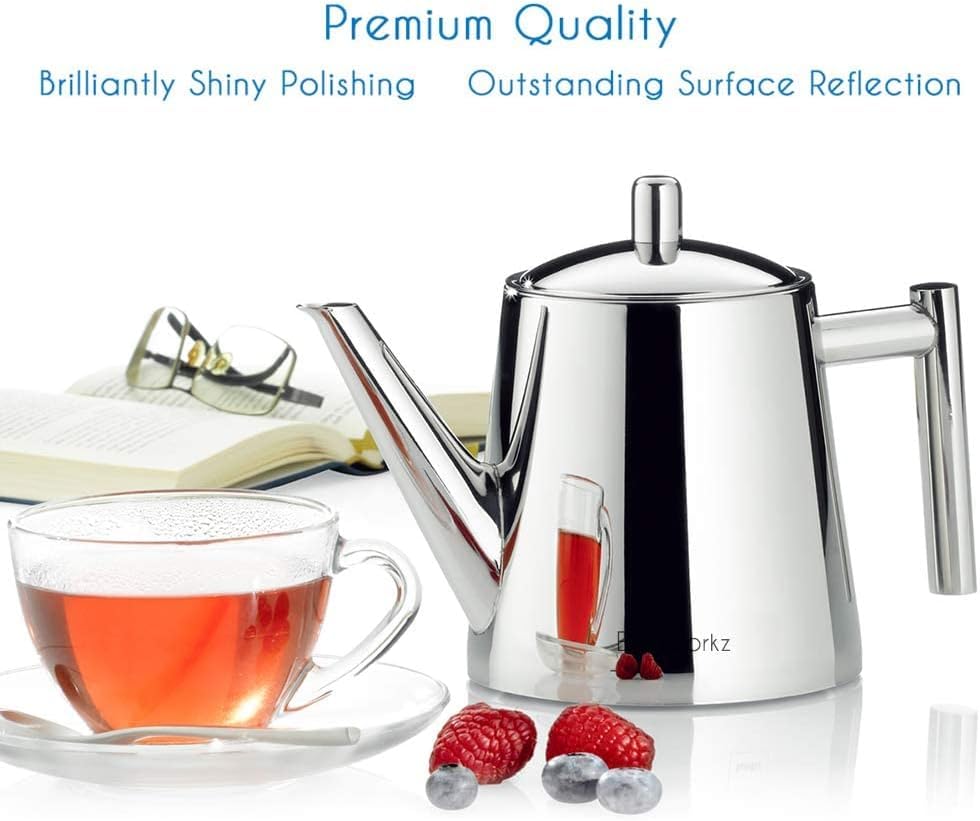 Easyworkz Stainless Steel Teapot With Removeable Infuser 27 Oz Stovetop Tea Maker For Fruit Herbal And Infusion Tea