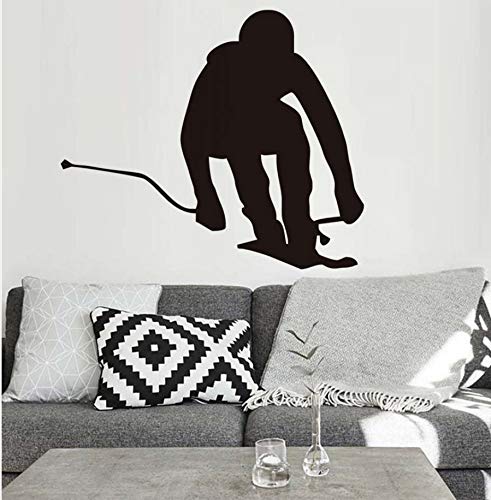 Boodecal Wall Vinyl Decal Home Decor Art Sticker Ski Word Sign Man Boy Skiing Skier Extreme Sport Any Room Removable Stylish Mur