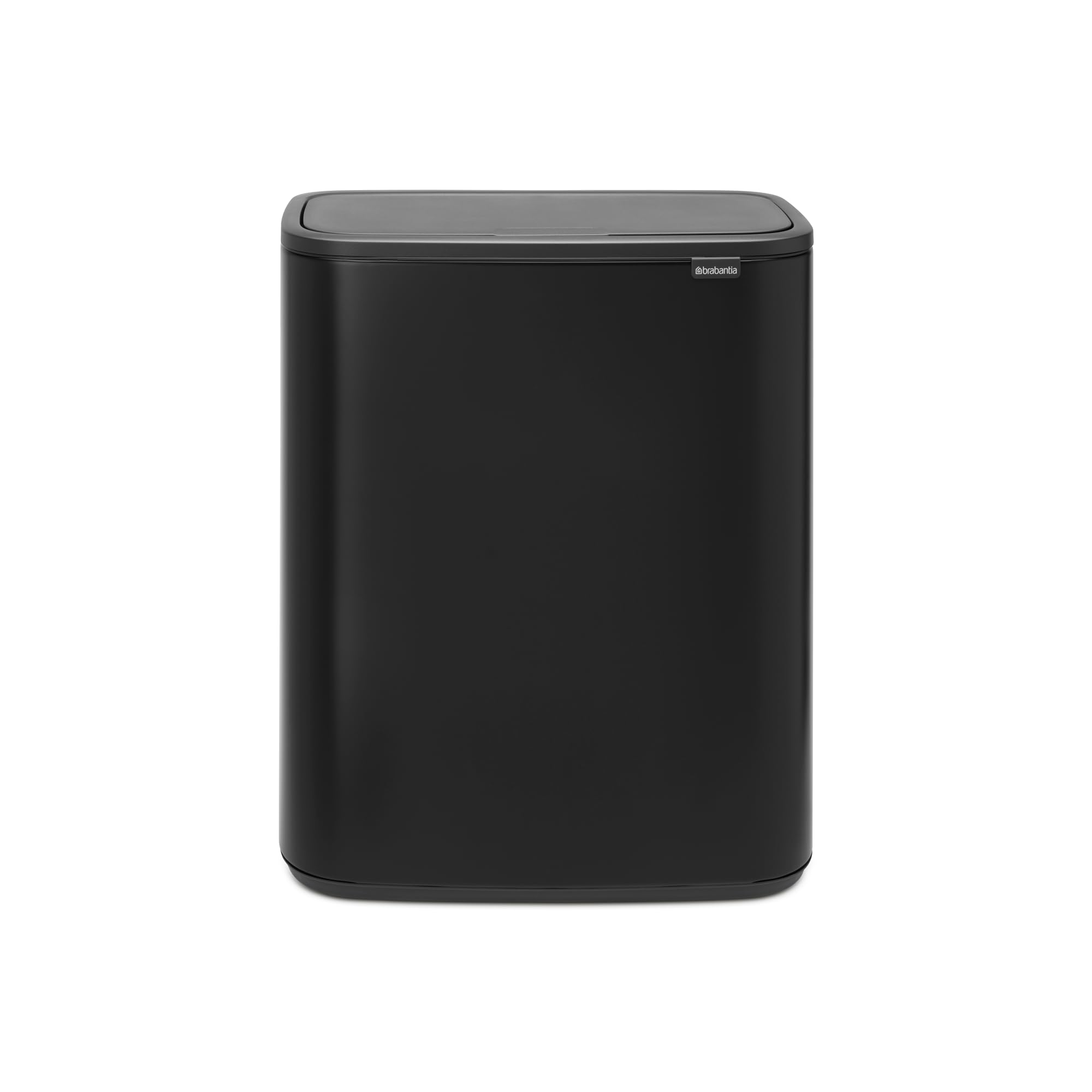 Brabantia Bo Touch Top Kitchen Trash Can with Single Compartment | Matt Black | 16 Gal Inner Bucket | Soft-Close Garbage Can, Li