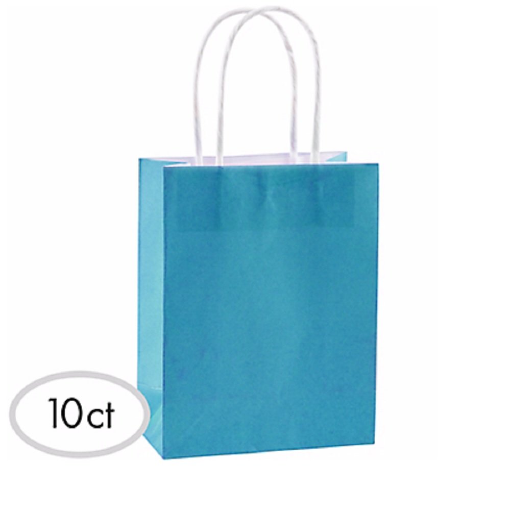 Cub Turquoise Paper Party Favor Bags - 8.5'' X 5.25'' X 3.5'', 10 Pieces - Perfect For Color-Themed Events & Giveaways
