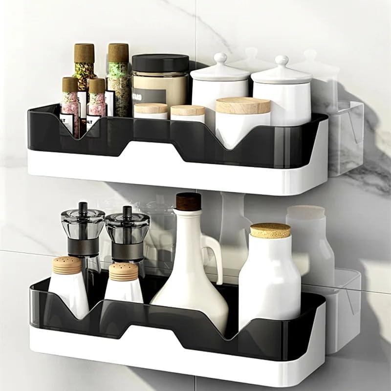 Celvee Pack Of 2 SelfAdhesive Plastic Bathroom Rack, Bathroom Shelf Organizer, Wall Mounted Shelf, Bathroom Hardware & Accessor