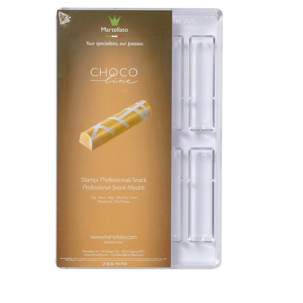 Martellato Polycarbonate Chocolate Mold, Rectangle Bar 96Mm
