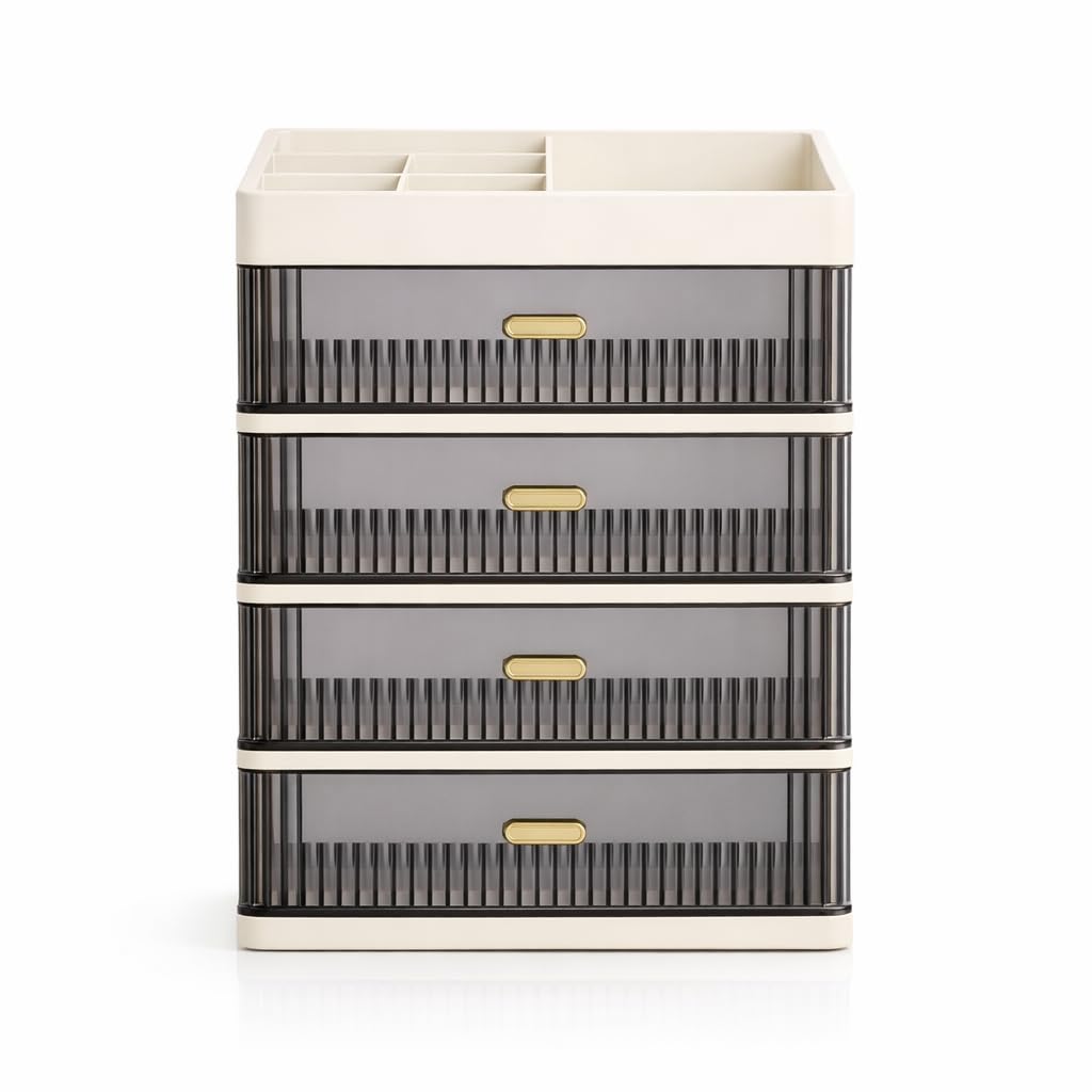 Hoopvool Countertop Organizer With Drawers Plastic Storage For Makeup Brush,Hair Accessories,Jewelry,Skincare Vanity Display, Sk