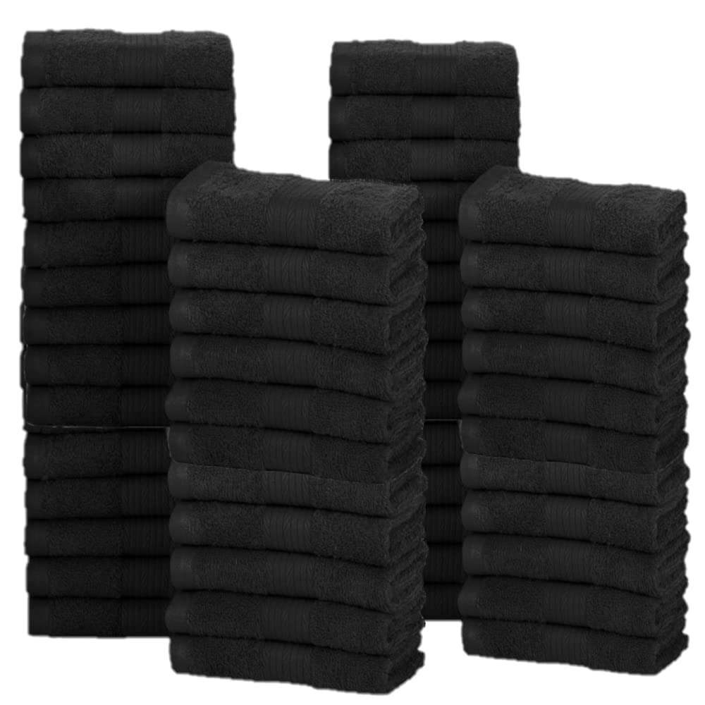 Ample Decor Wash Cloths Pack Of 50 12 X 12 Inch 100% Cotton 600 Gsm, Soft Absorbent,Machine Washable Face Towels, Oeko Tex Certi