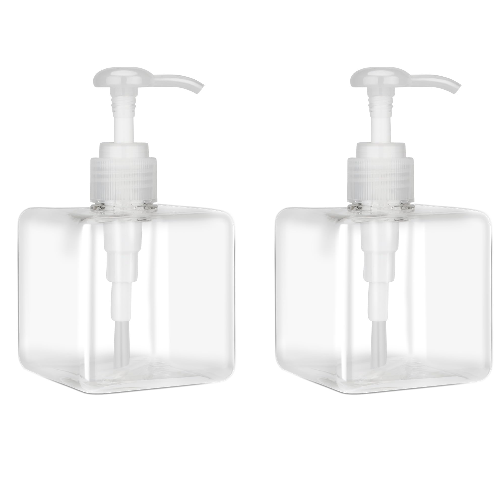 250Ml (8.5Oz) Pump Bottle Dispenser Jansburg 2 Pack Refillable Square Plastic Lotion Dispenser Empty Lotion Pump Bottle For Esse