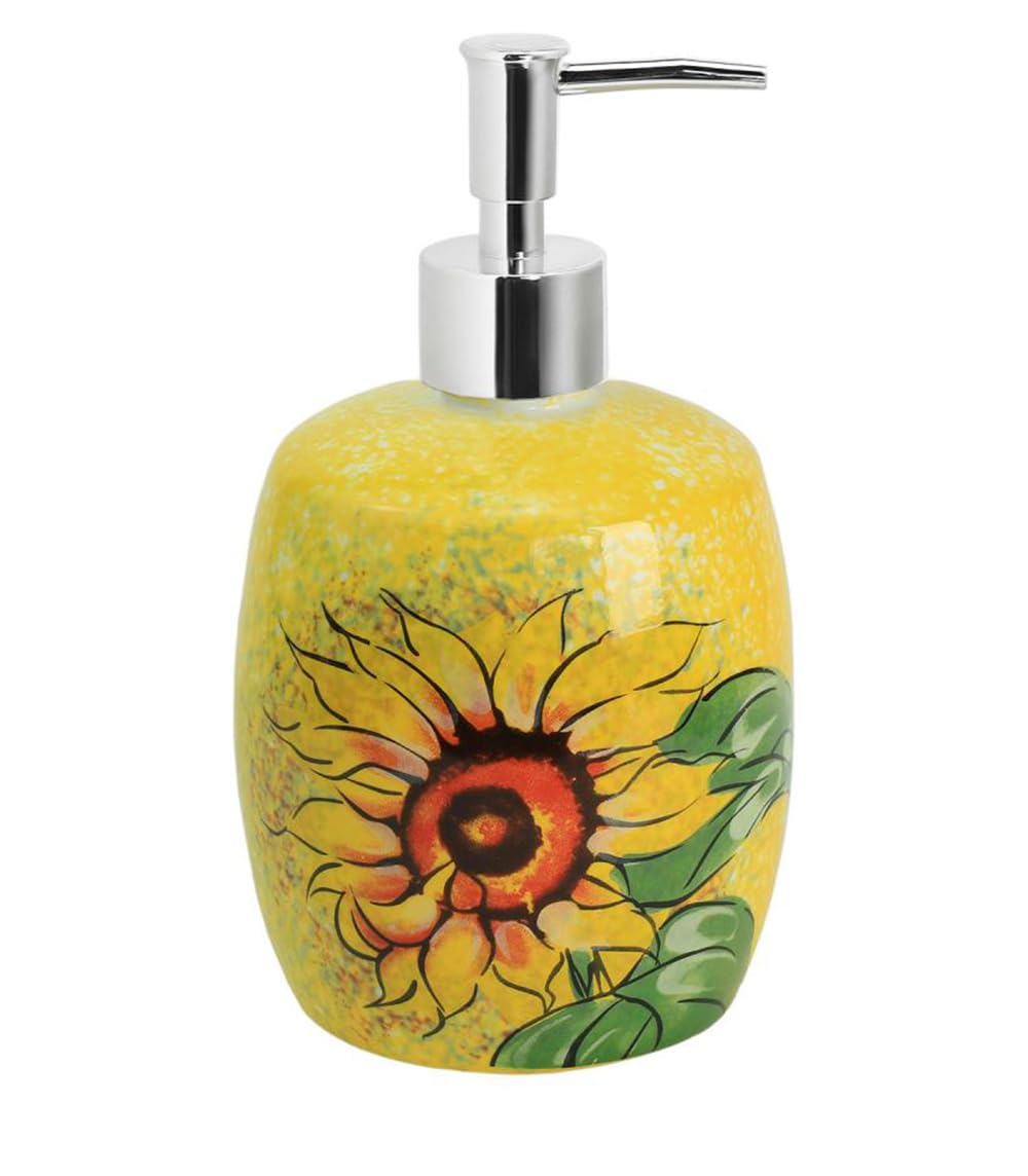 Ceramic Sunflower Hand Painted Soap Dispenser