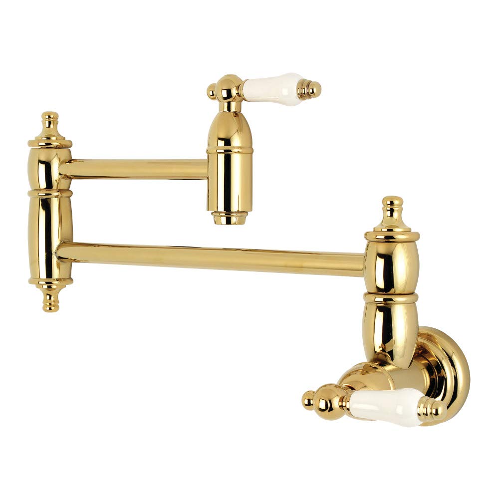Kingston Brass Ks3102Pl Restoration Pot Filler, Polished Brass, 20 X 2.63 X 8