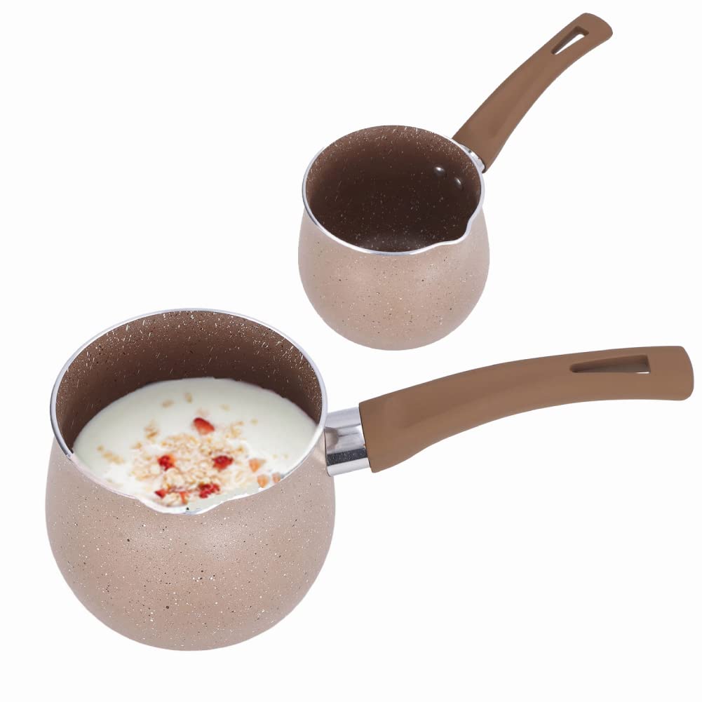 Lightweight Nonstick Milk Pan, Ergonomic Design Mini Milk Coffee Pot for Coffee Butter Chocolate 10cm Tea Sets Teapots and Cafe 