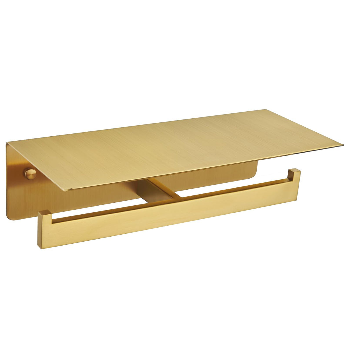 Toilet Paper Holder With Shelf Brushed Gold, Suyar 304 Stainless Steel Bathroom Double Paper Roll Holder With Phone Storage, Wal