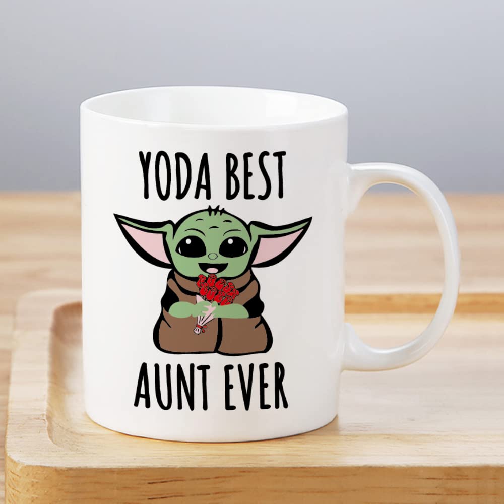 LOZACHE Aunt Gifts from Niece Nephew, BAE Best Aunt Ever Baby Yodas Coffee Mug, Mothers Day Birthday Gifts for Great Aunt Auntie