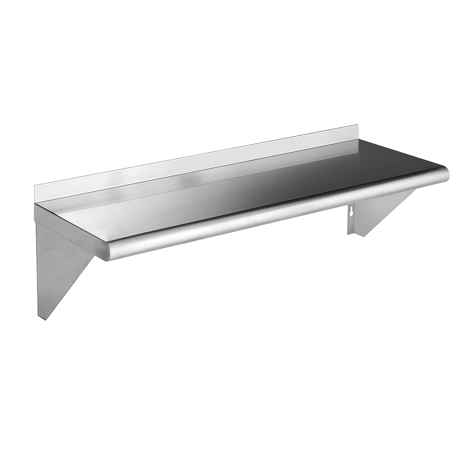 ROCKPOINT Stainless Steel Shelf 12 x 36 Inches 300lb, NSF Metal Commercial Shelves Wall Mount Floating Shelving with Backsplash 
