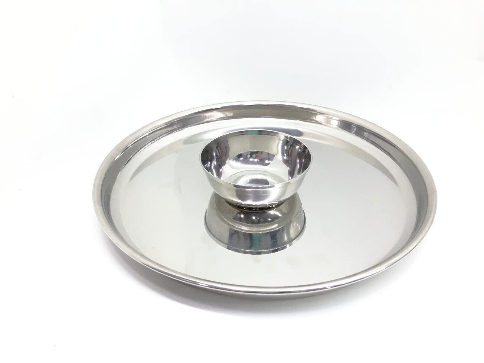 Rsinc Stainless Steel Round Dinner Set/Thali Set (1Plate And 1 Small Bowl) Dinnerware, Tableware Or Crockery (Pack Of 3 Sets)