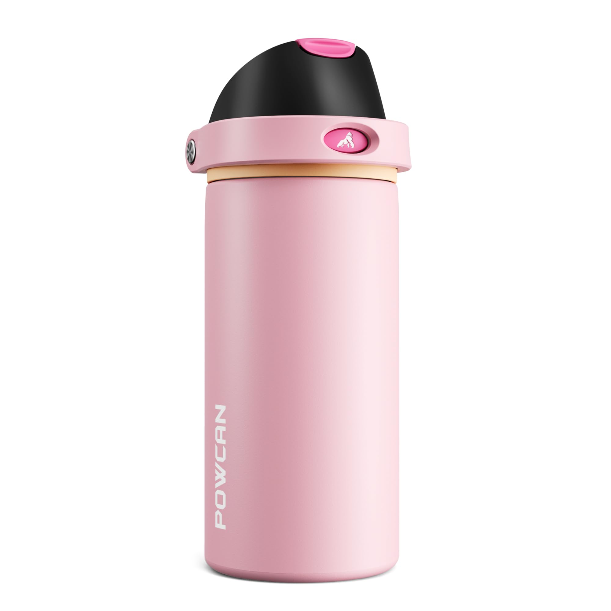POWCAN 18 oz Insulated Water Bottle for Women: 2in1 PushButton Spout & QuickFlip Straw, Leakproof, Cold 24Hrs, Fits Car Cup 