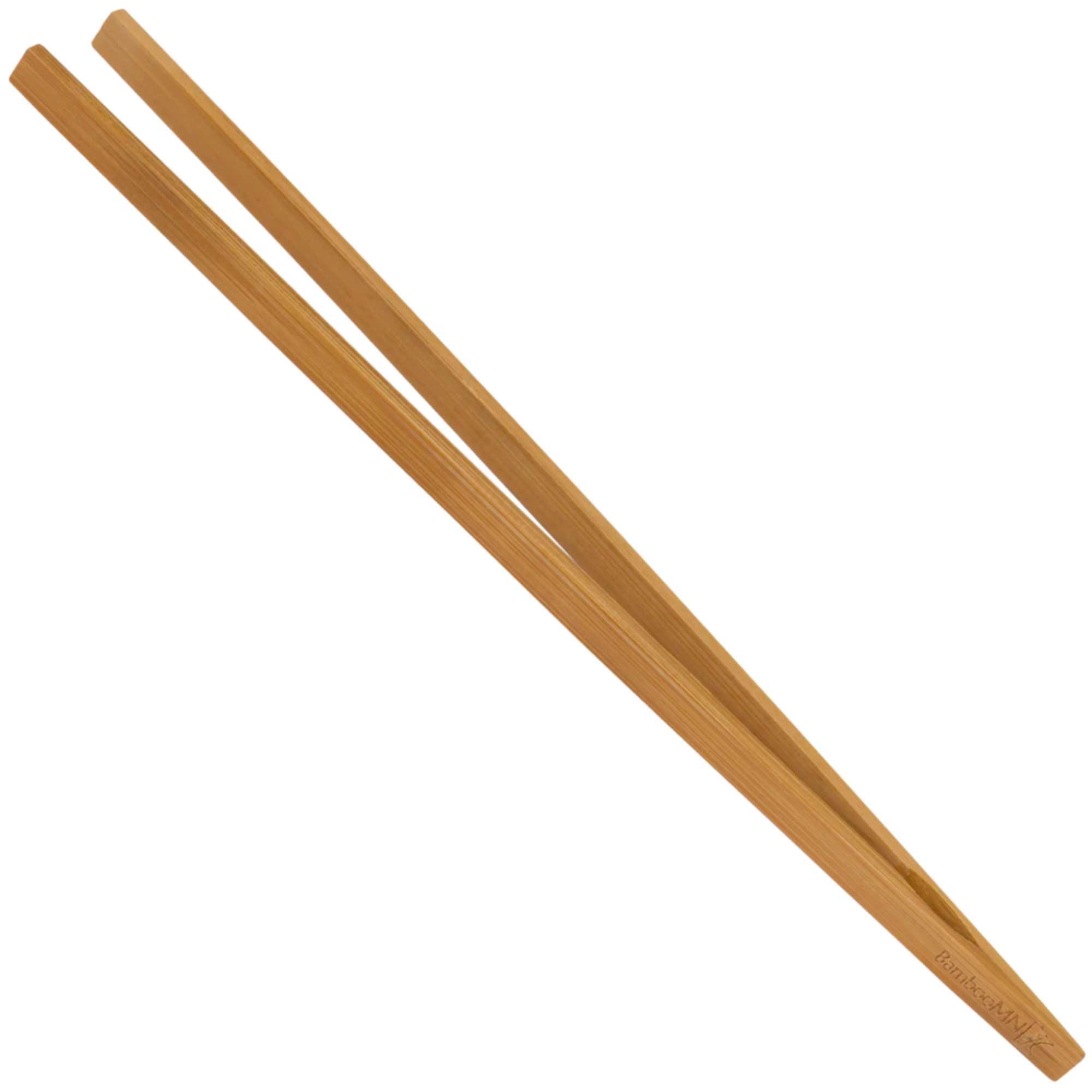 Bamboomn 12'' Reusable Bamboo Kitchen Toast Tongs - Carbonized Brown - 3 Pieces