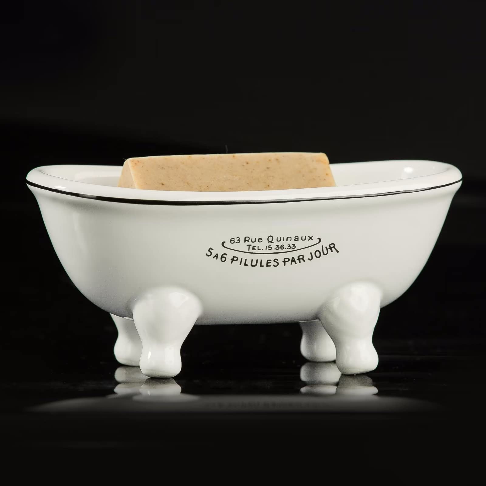 1 Piece 5.7'' Mini Ceramic Clawfoot Double Ended Bathtub Soap Dish Vintage Decortative Soap Dish