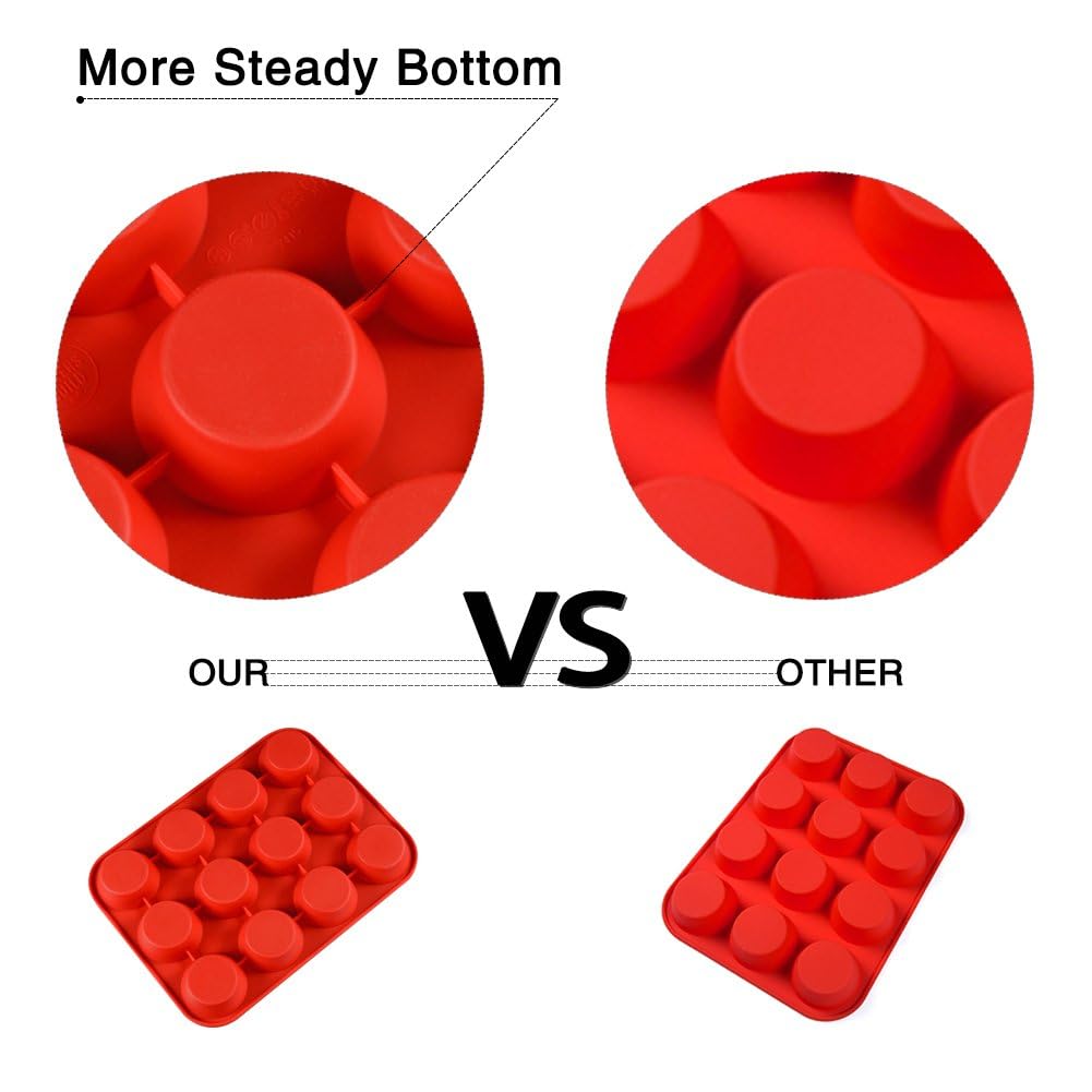 Caketime 12 Cups Silicone Muffin Pan - Regular Size Cupcake Pan Muffin Tin For Baking Nonstick Food Grade