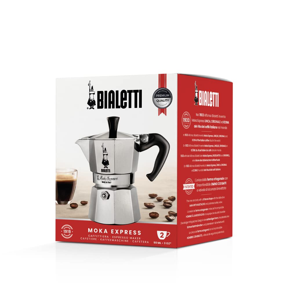Bialetti Moka Express Export Espresso Maker 90 ml  Silver
