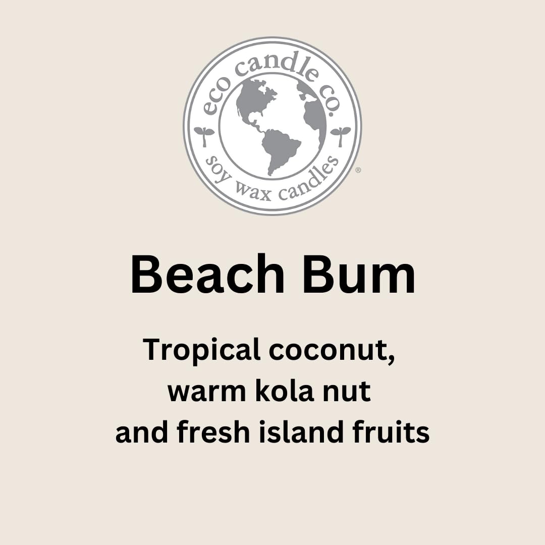 Eco Candle Co. Tea Light Candles, Beach Bum, 10-Pack - Scents of Tropical Coconut, Warm Kola Nut and Fresh Island Fruits - Recyc