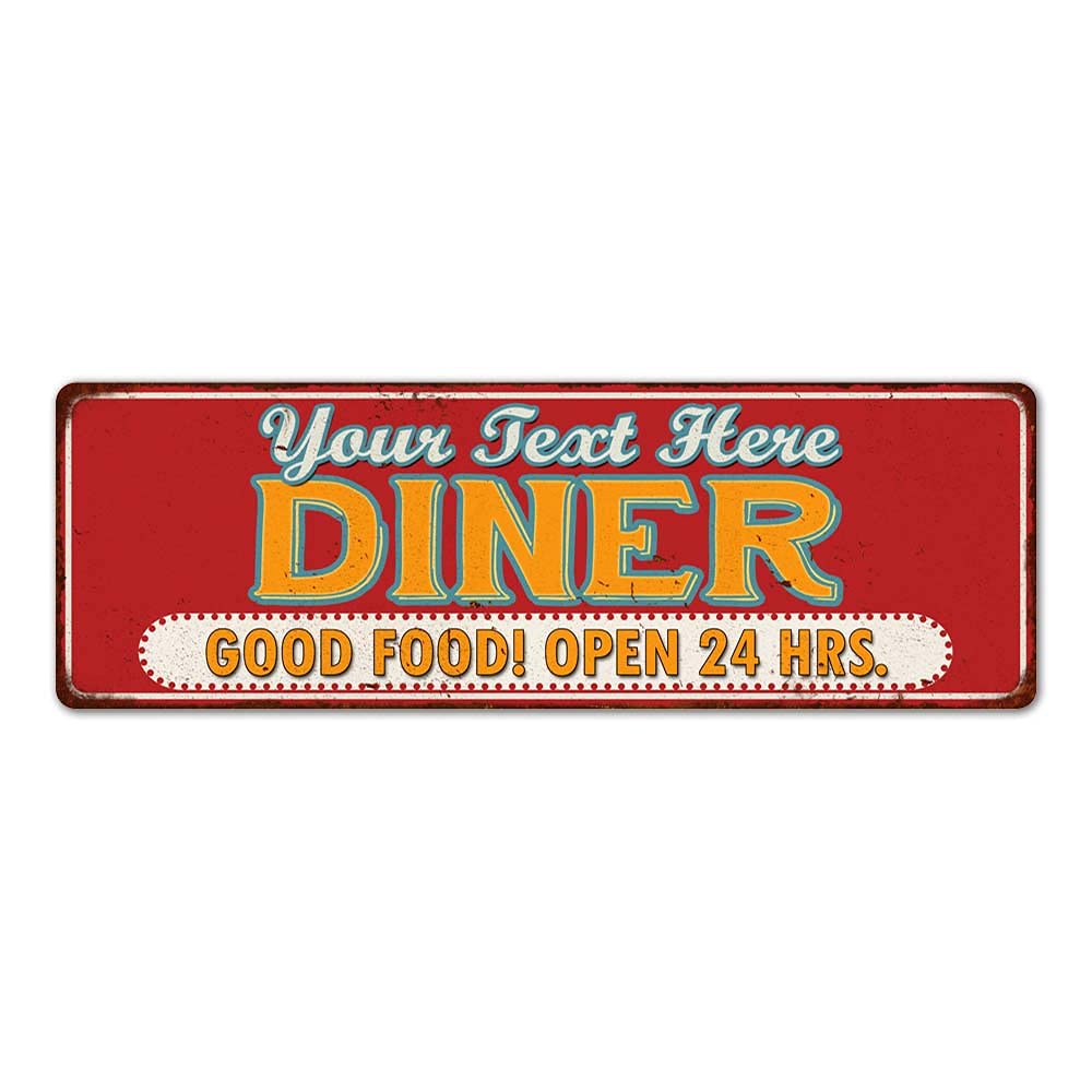Personalized Diner Retro Sign Vintage Signs Restaurant D  Cor Diner Grill Tin Wall Art Decoration Grill Gift 8 X 24 Matte Finish