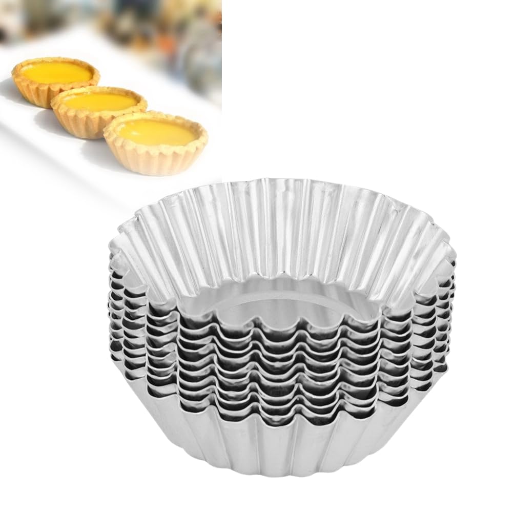 Haofy 10Pcs Aluminum Alloy Egg Tart Baking Tools 70Mm Bakeware Mould Kitchen Pastry Tools