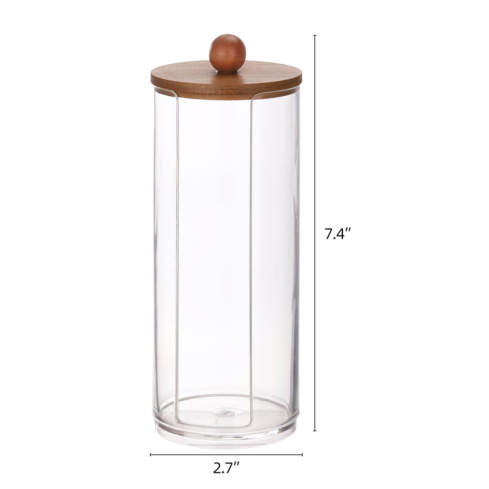 Tecbeauty Cotton Pads Holder Makeup Removers Organizer Bathroom Storage Cotton Rounds, Clear, Wood Lid