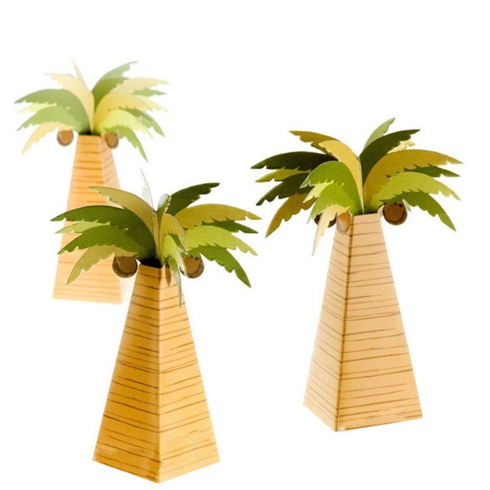 Funzzy 24 Pcs Coconut Palm Tree Candy Box Summer Theme Party Supplies Hawaii Candy Box Candy Wrapper - 3.5X3.5X10Cm