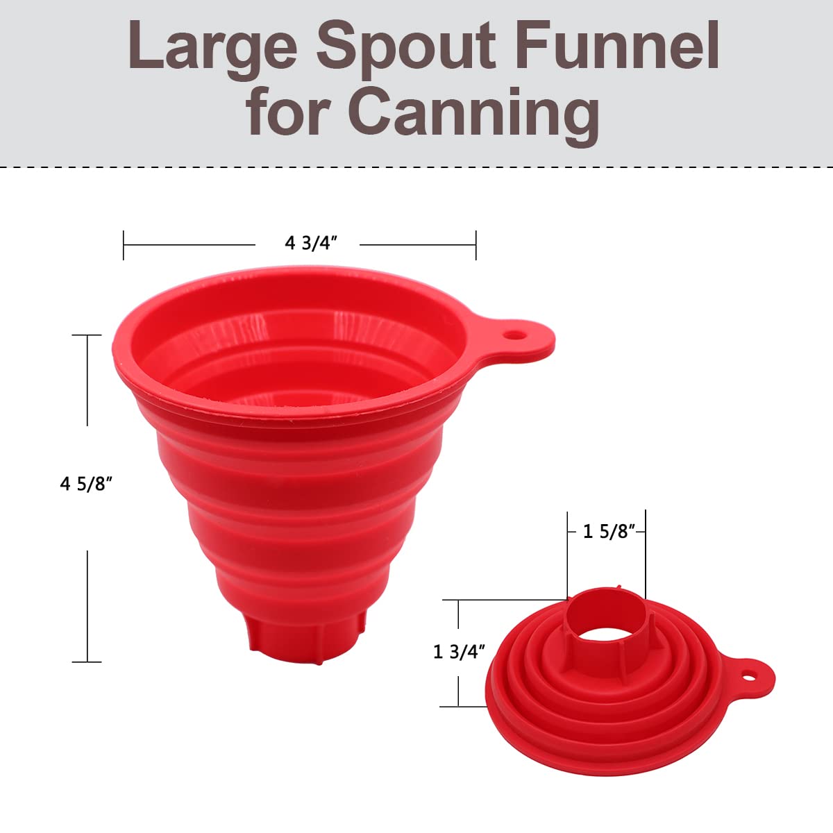 Kongnai Silicone Collapsible Funnel For Jars, Foldable Large Canning Jar Funnel For Wide Mouth And Regular Jars, Food Grade Jam