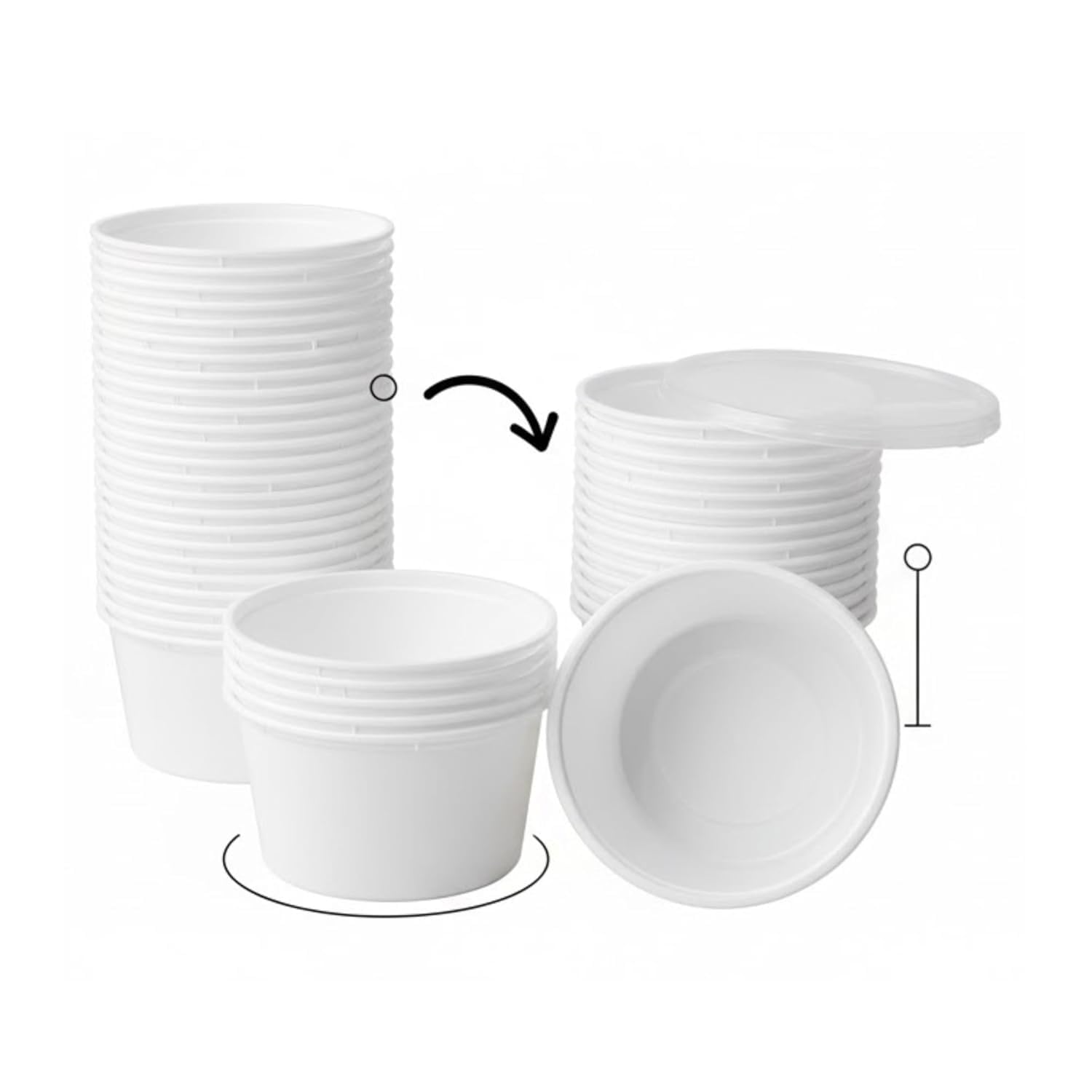 White 250Ml Plastic Food Containers With Lids | Reusable, Microwave & Freezer Safe Storage Box. For Kitchen, Hotels & Food Deliv