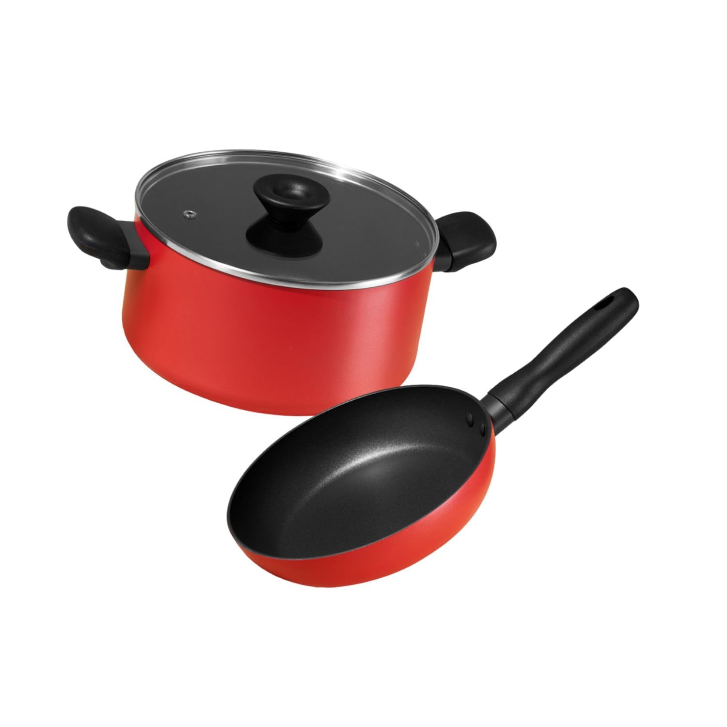Meyer Bauhaus Aluminum Nonstick Casserole 20Cm + Frypan 20Cm Cookware Set | Non Stick Cookware Set With Interchangeable Lid | Co