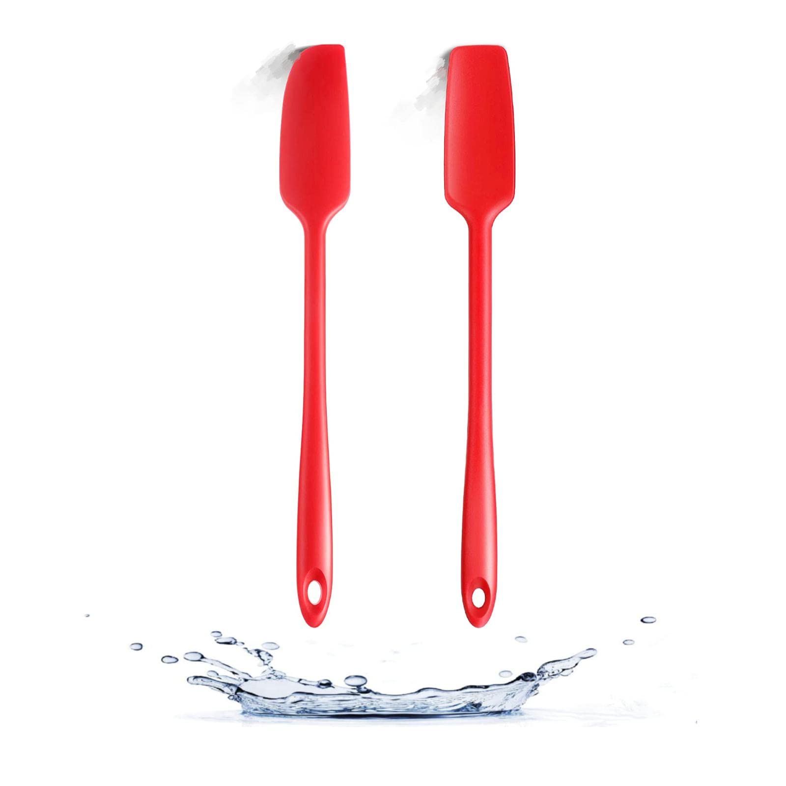 Armrouns 2-Pack Jar Spatula Long Handle Silicone Kitchen Scraper Spatula Non-Stick Rubber Scraper For Jars, Cooking Baking Stirr