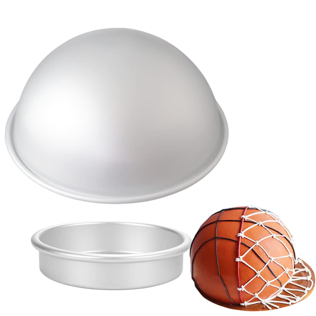 Qicfrk Cake Sphere Pan Half Ball Cake Pan 8 Inch Ball Pan 3D Cake Pan Ball To Create Any Ball Shaped Cake Soccer Shaped Baking P