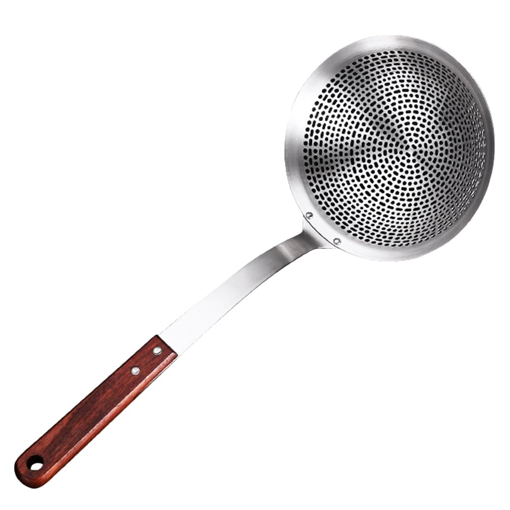 FUNOMOCYA Stainless Steel Skimmer Spoon 14.96inch Slotted Spoon with Hole Handle Filter for Hot Pot French Fries Poached Eggs V