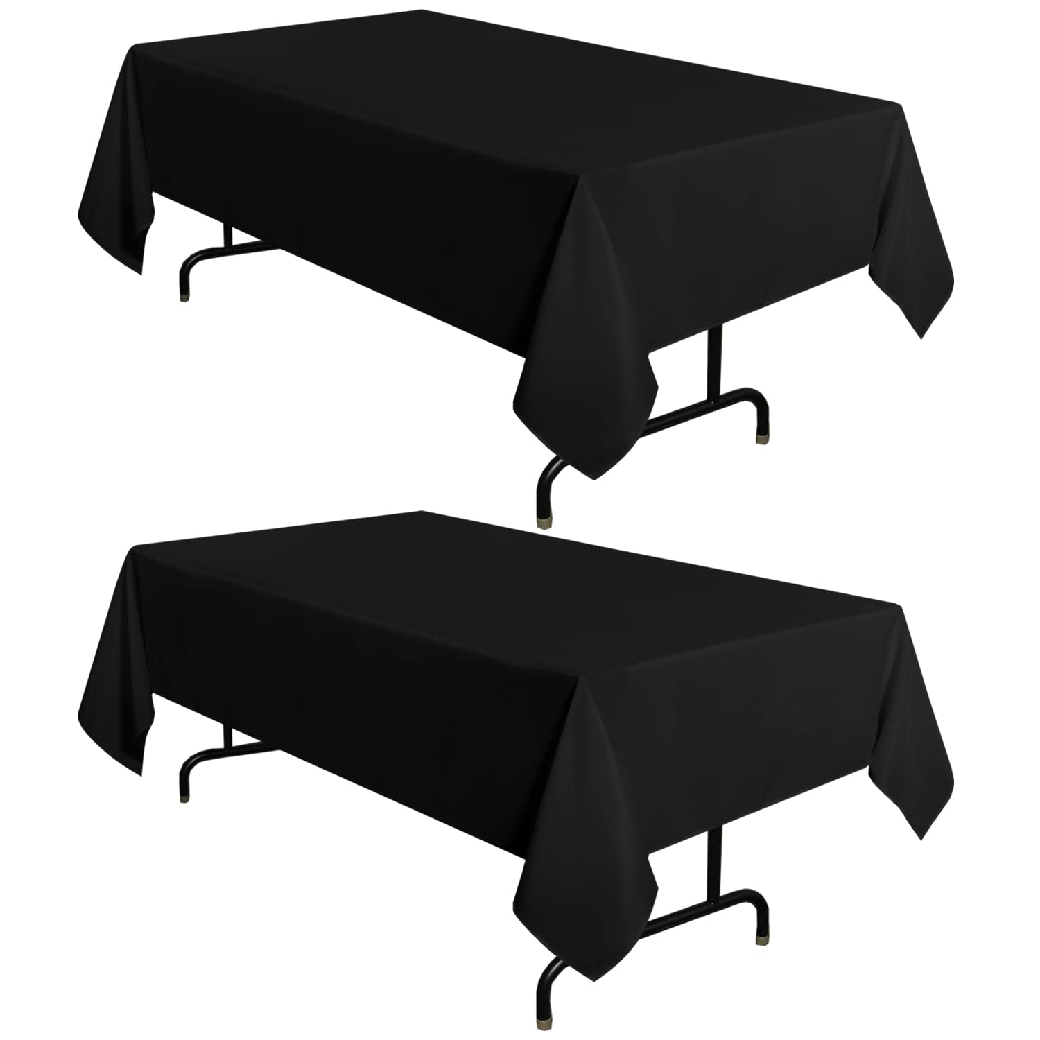 Sancua 2 Pack Black Tablecloth 54 X 78 Inch, Rectangle 4 Feet Table Cloth - Stain And Wrinkle Resistant Washable Polyester Table