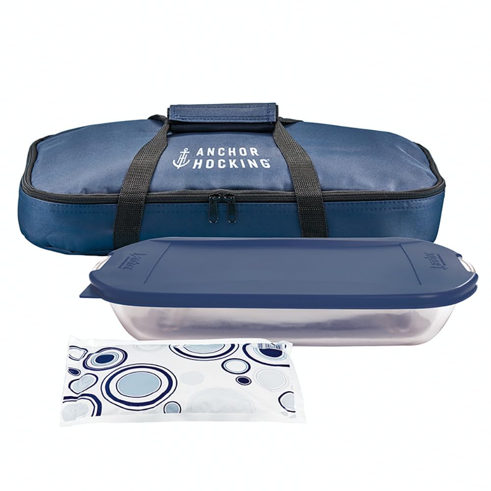 Anchor Hocking Oven Basics 4Piece Navy Blue BakeNTake Glass Set