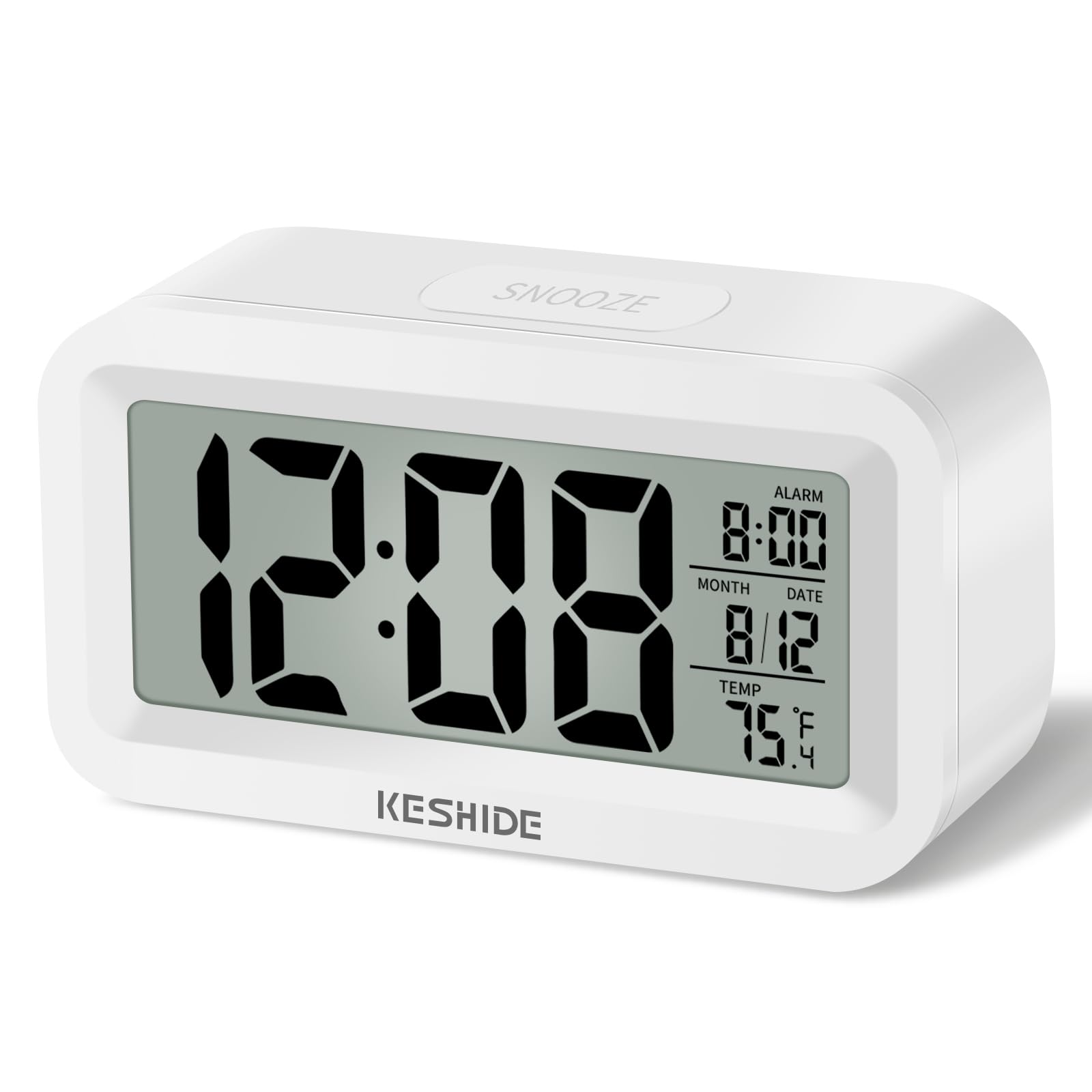Keshide Travel Digital Alarm Clock, Battery Operated With Indoor Temperature, Desk Small Clock,Snooze Model,12/24H Display For B