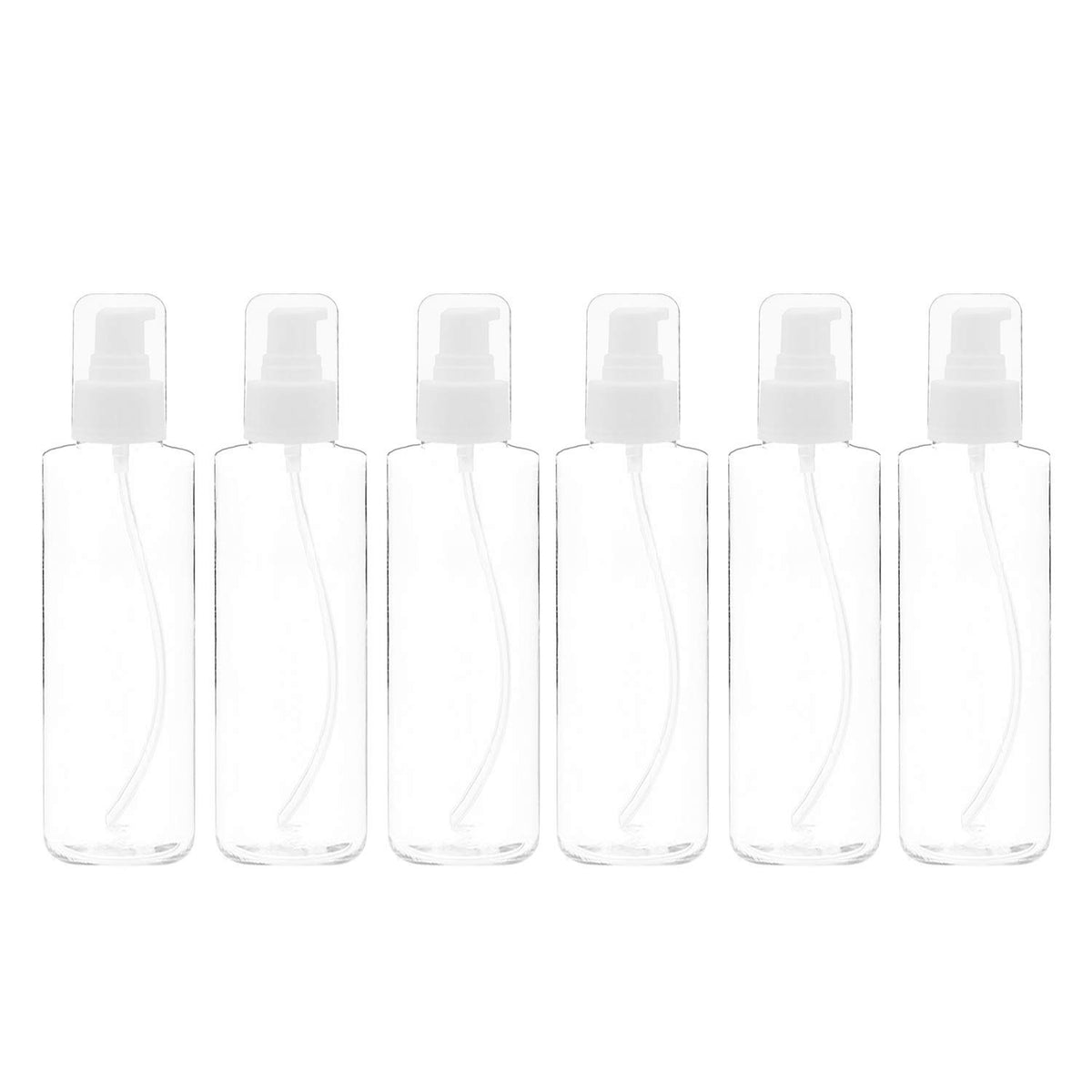 Trendbox 6 Pack Plastic Empty Bottles With Duckbill Pump Cap For Shampoo, Lotions, Liquid Body Soap, Cream (1 Oz / 30 Ml)