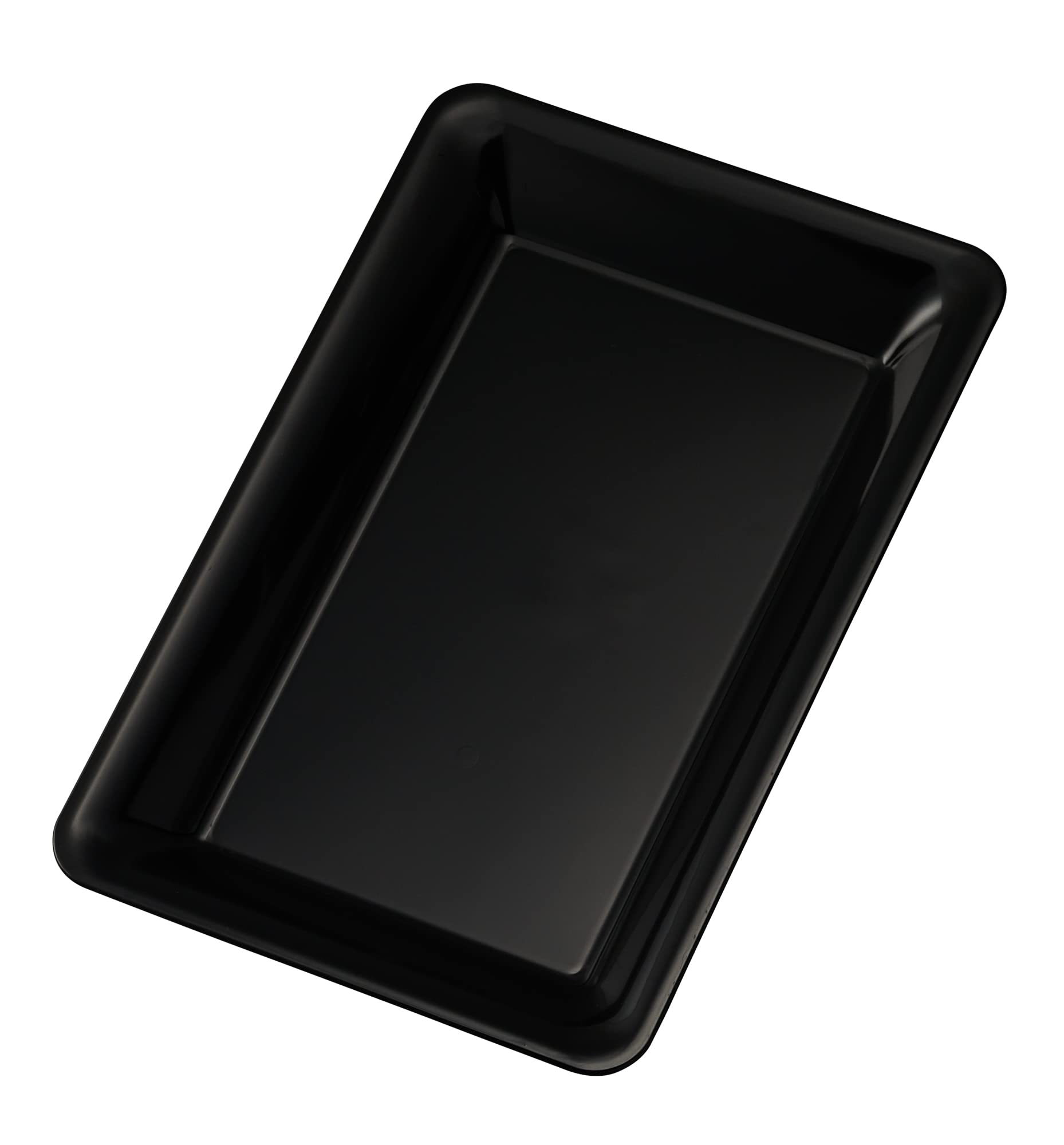 Plasticpro Plastic Serving Trays - Serving Platters Rectangle 10 X 14 Disposable Party Dish Black Pack Of 4