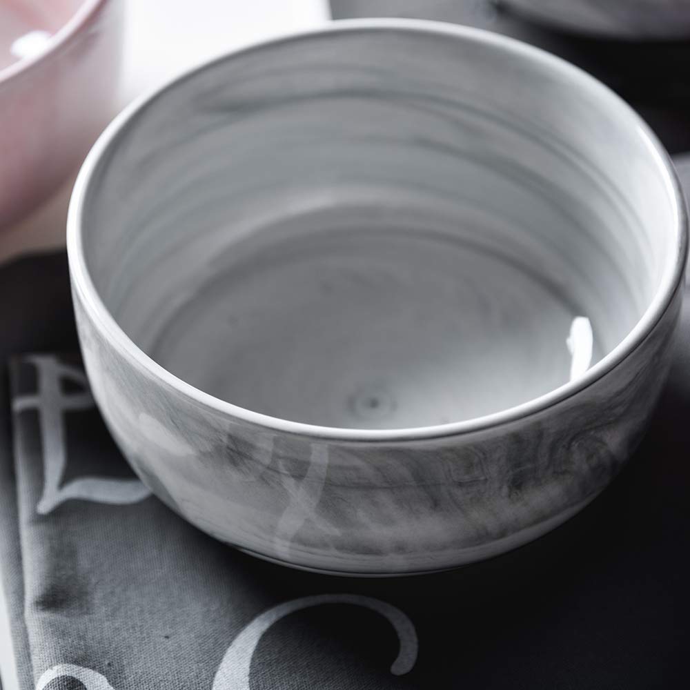 Yundu 28 Ounce Gray Marble Porcelain Bowls Ice Cream, Dessert, Cereal, Pasta Bowls, Microwave And Dishwasher Safe Bowls For Kitc