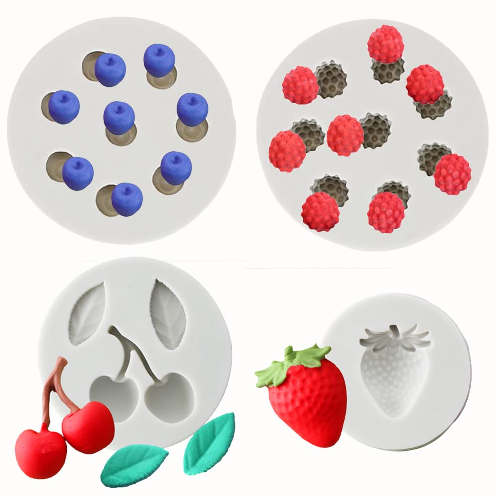 4Pcs Blueberry Raspberry Cherry Strawberry Silicone Molds For Berry Series Fondant Candy Making Tools Chocolate Mold Desserts Ic