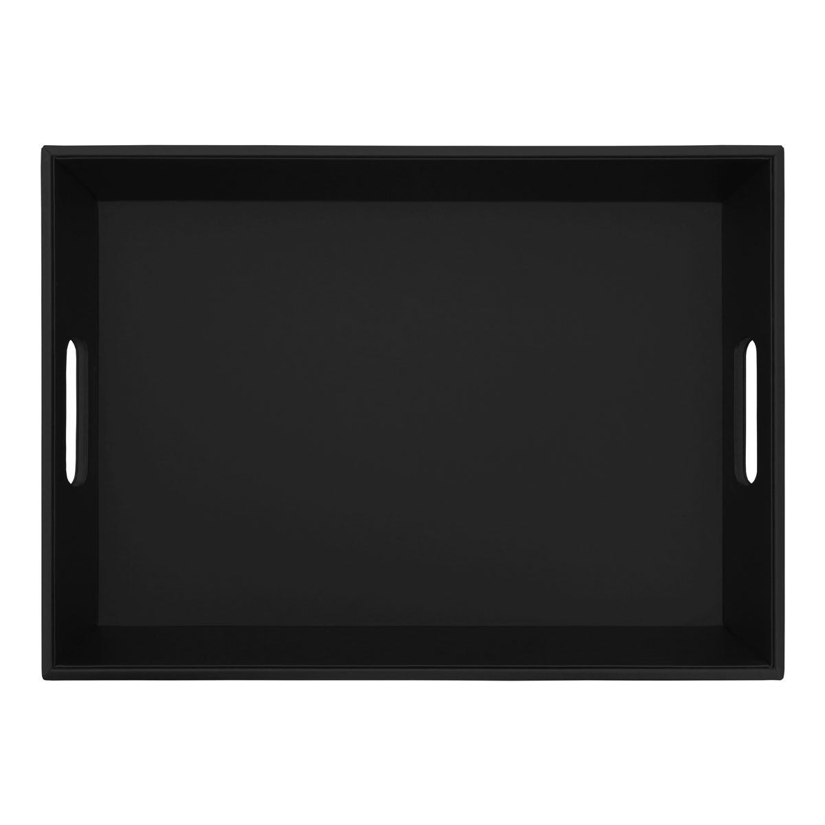 Dacasso A1333 Leatherette Serving Tray with Handles Black