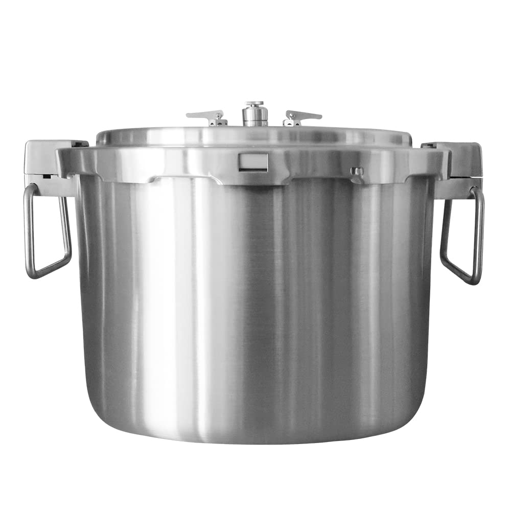 Buffalo 37 Quart Stainless Steel Pressure Cooker Extra Large Canning Pot with Rack and Lid for Commercial Use - Easy to Clean St