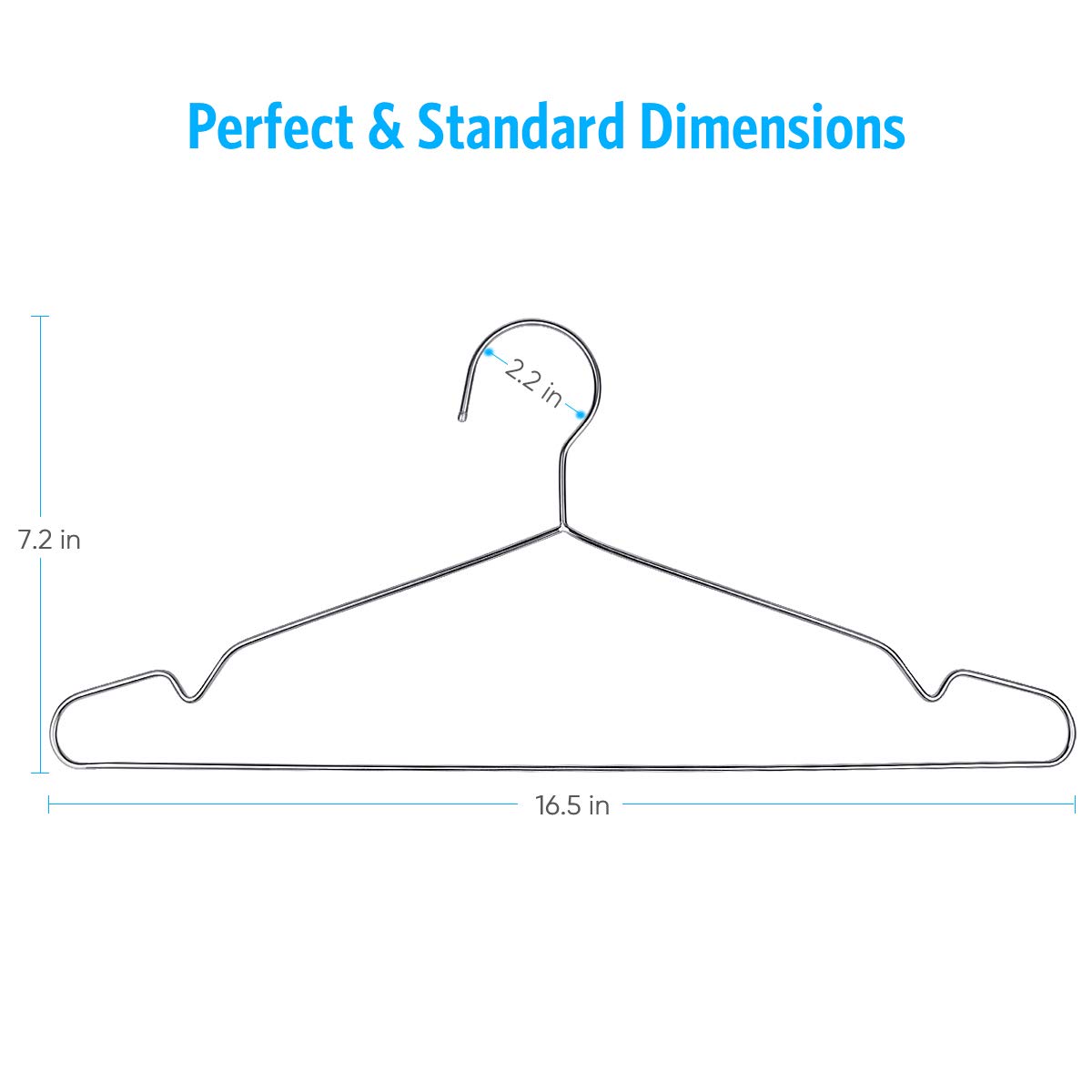 Fayleeko Wire Hangers 50 Pack Coat Hangers Strong Heavy Duty Stainless Steel Metal Hangers 16.5 Inch Ultra Thin Space Saving Clothes Hangers